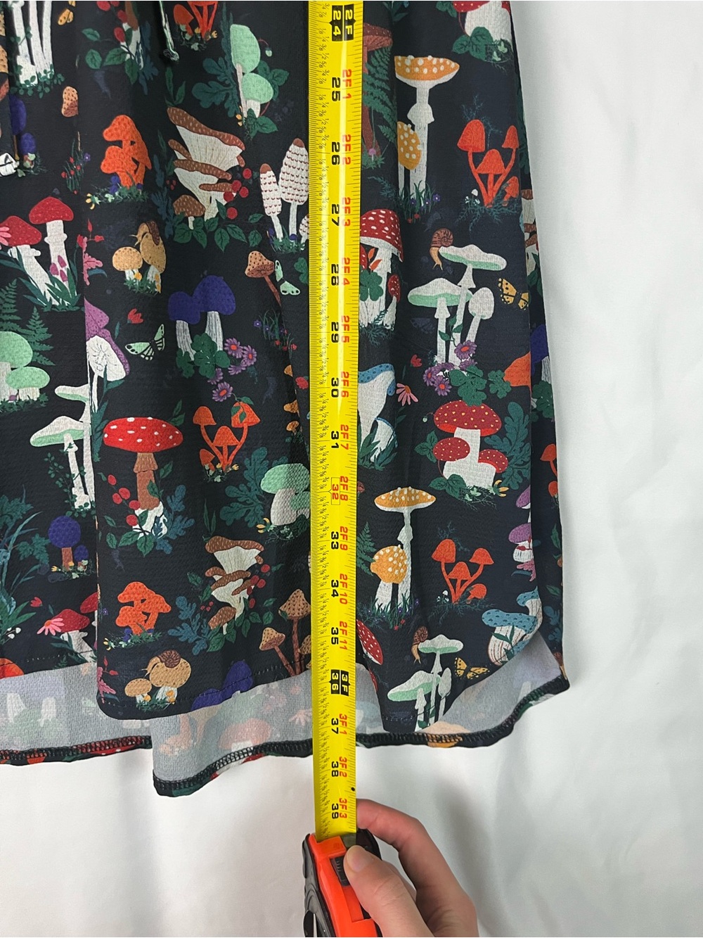 Whimsigoth Witchy Fairy Cottagecore Mushroom Print Lined Dress with Pockets Sz M - Picture 12 of 15